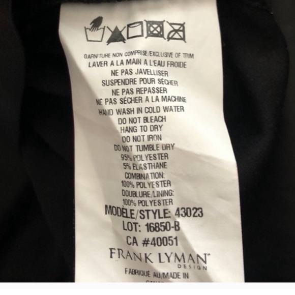 Frank Lyman pullover black long sleeve stretch vegan leather trim dress medium - Picture 9 of 9